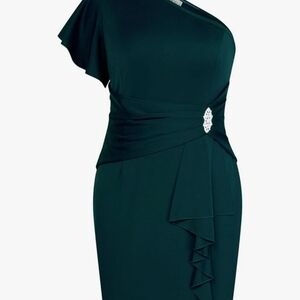 Elegant One-Shoulder Green Dress